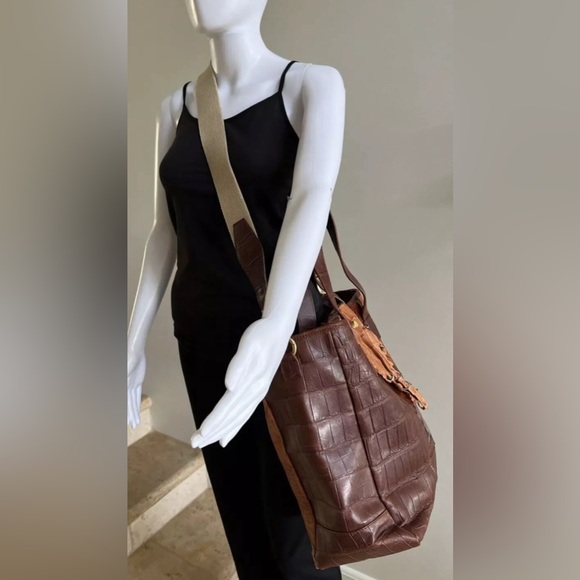AMBROSI ABRIANNA Large Crocodile Snakeskin Tote Crossbody Bag Handbag - Picture 14 of 14